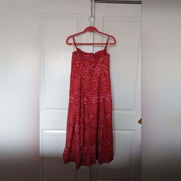 NWT Agua by Agua Bendita Mambo Ipanema Escarlita linen midi dress, Small - Picture 4 of 7